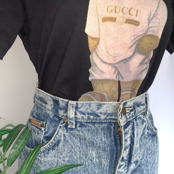 v i n t a g e :: Gitano Distressed Acid Wash Denim Mini Skirt - Picture 4 of 12